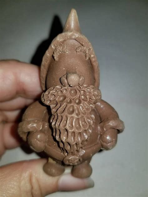 Unfinished Pecan Resin Small Roly Poly Style Santa Figurine With Pointy