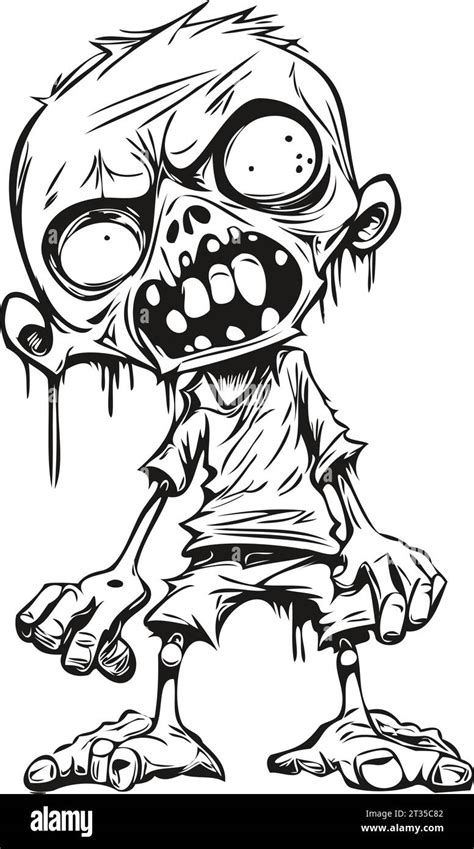 Vector Zombie Apocalypse In Black And White Isolated Image Of Undead