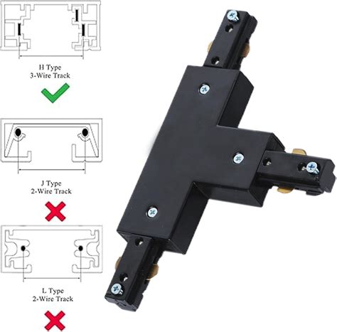 Pyyan H Track Black T Connector H Type Single Circuit 3 Wire 1 Track Lighting Accessories For H