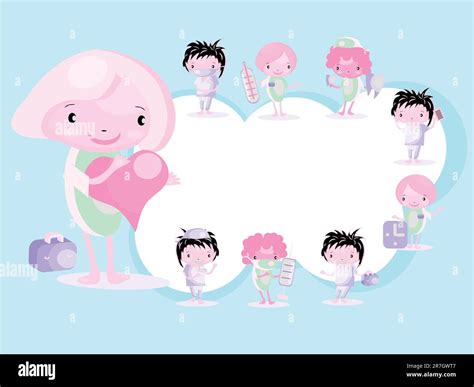 Frame With Icon Doctor Nurse Medical Dental Fake Emblems Stock Vector