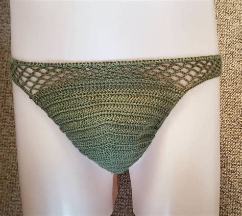 Men Bikini Crochet Swimsuit Sexy Beach Bottom Low Rise Etsy