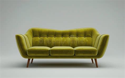 Luxurious Olive Velvet Sofa Picture Generative Ai Stock Photo Image
