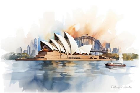 Premium Vector Watercolor Illustration Of Australia Sydney Opera House