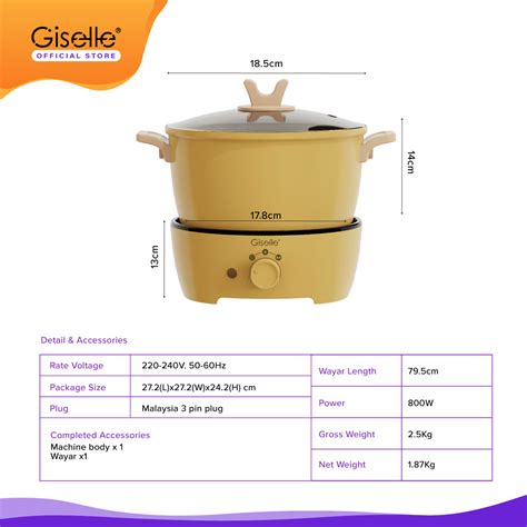 Giselle Detachable Multifunction Electric Hot Pot Cooker With Grill W L KEA Shopee