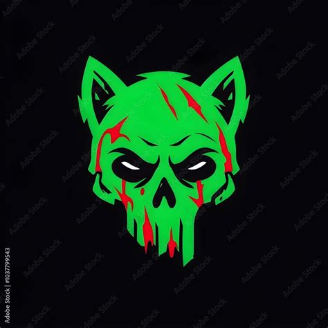 Bloody Zombie Head Logo Icon Halloween Scary Evil Undead Blood