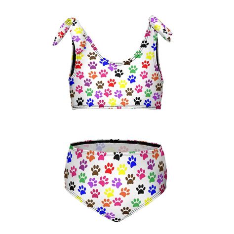 Colorful Paw Print Girl S Piece Bikini Set Beach Sport Swimsuit Swimwear Y Cm Walmart