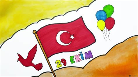 29 EKİM İLE İLGİLİ RESİM ÇİZİMİ 29 EKİM CUMHURİYET RESMİ NASIL