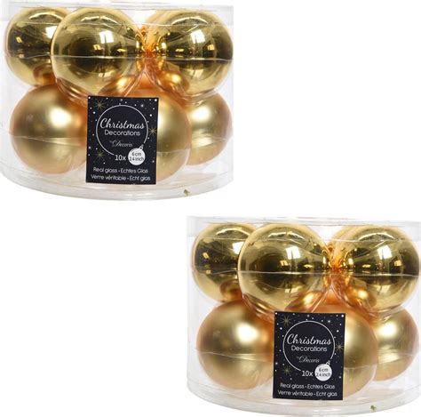 X Gouden Glazen Kerstballen Cm Glans En Mat Glans Glanzende