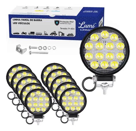 Kit 10 Farol De Milha Super Led 42w Auxilar 12v 60v Premium Frete grátis