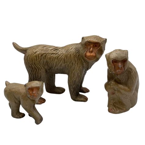 Set Of 3 Cast Iron Monkey Statues Very Heavy Home Decorations