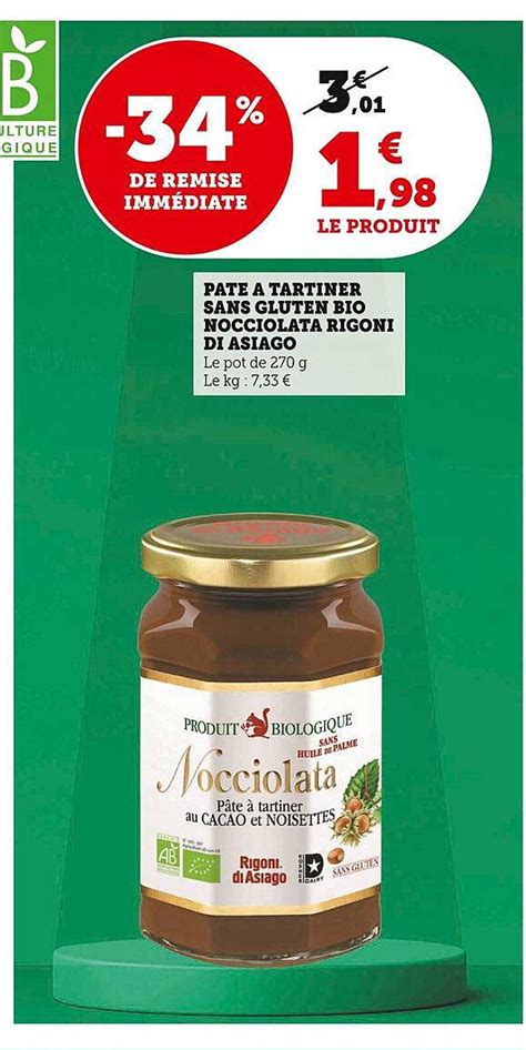 Promo Pâte à Tartiner Sans Gluten Bio Nocciolata Rigoni Di Asiago chez