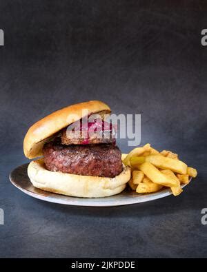 barbecue wagyu beef hamburger grilled  close    charcoal grill