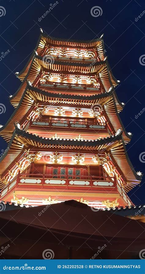 Pagoda Lights in the Evening Stock Photo - Image of building, lights ...