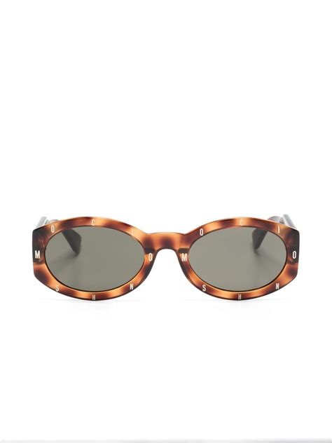 Moschino Eyewear Tortoiseshell Effect Oval Frame Sunglasses Farfetch