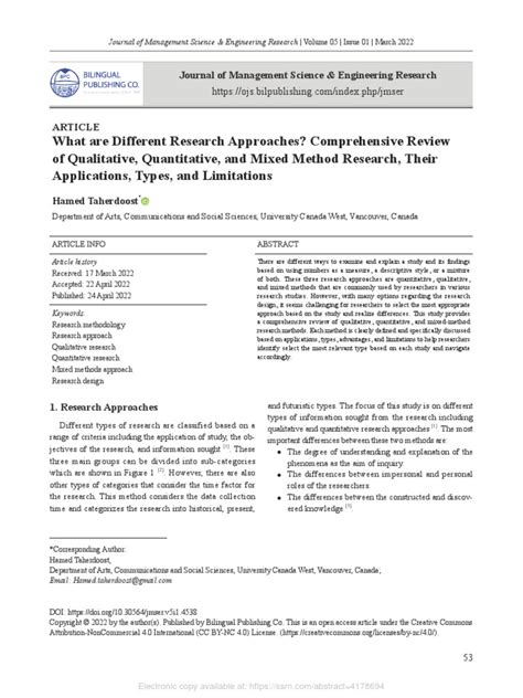 What Are Different Research Approaches? Comprehensive Review of ...