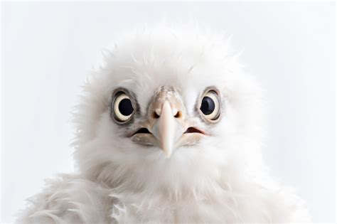 Premium Photo | A white bird with big eyes and a white background