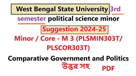 Wbsu Rd Semester Political Science Minor Suggestion Nep