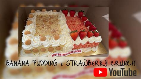 Banana Pudding X Strawberry Crunch Crumble Sheet Cake Side By Side Easy Quick Recipe Watch