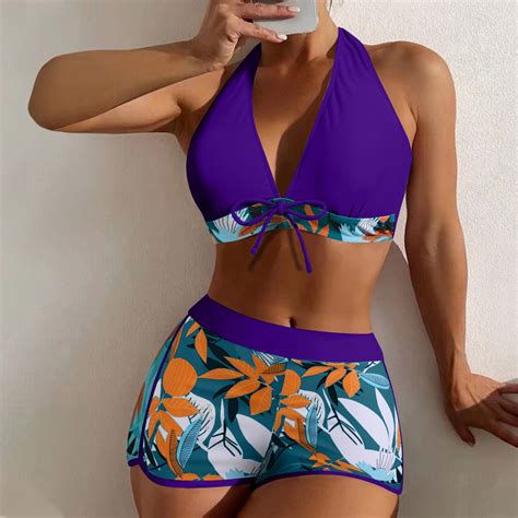 Dihao Bikini Set For Women Clearance Plus Size Women Sexy With Chest Pad Without Underwire Print