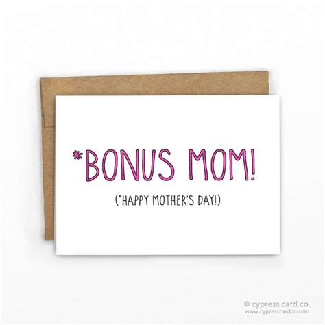 Funny Mothers Day Card Bonus Mom For Step Mom Or