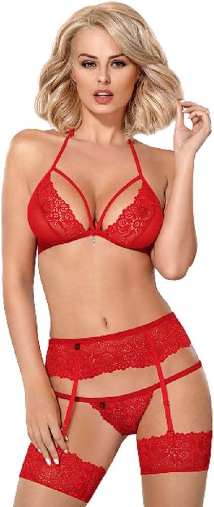 Obsessive Lingerie Woman Sexy Set Bra Garter Belt Thong Elegant Box With Perfume Sample Made