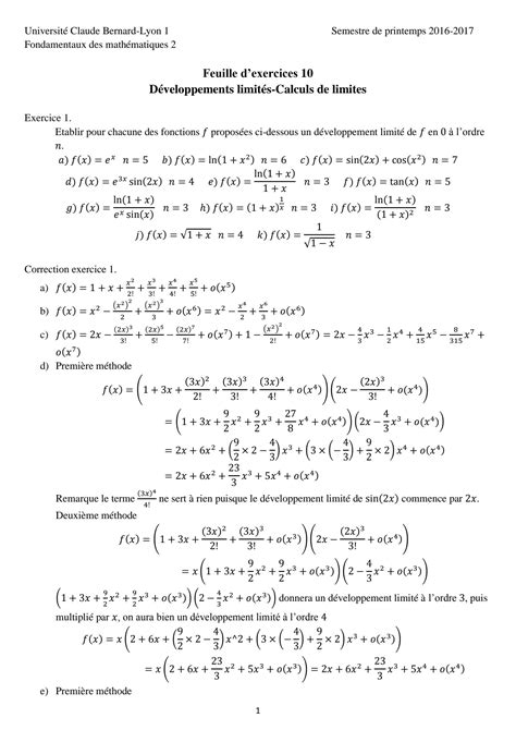 Solution Exercices Corrig S Studypool