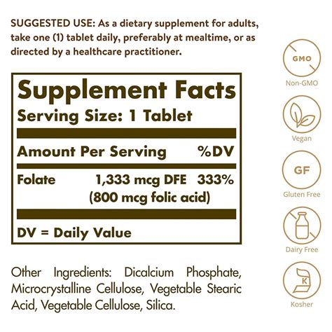 Solgar Folate 800 mcg(메타폴린) - 100 정 | DailyVita