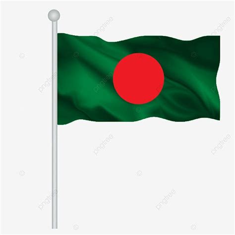 The Flag Of Bangladesh Waving In The Wind On A White Background Png And Psd