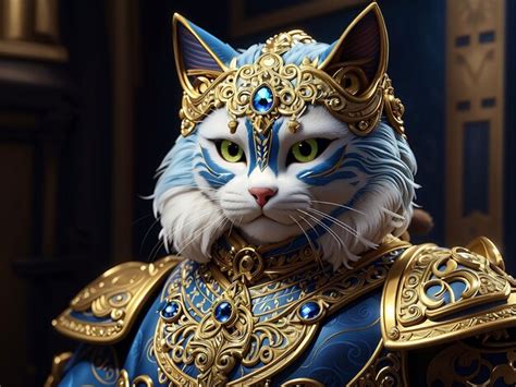 Un Lindo Gato Con Adornos De Oro Como La Realeza Foto Premium