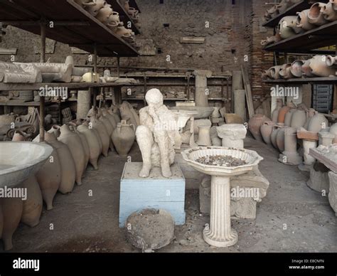 Artifacts Stored In A Warehouse In Pompeii Italy Stock Photo Royalty