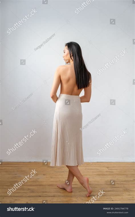 Beautiful Slim Nude Woman Standing Covering Stock Photo Shutterstock