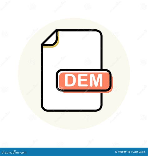 Dem File Format Extension Color Line Icon Stock Vector Illustration