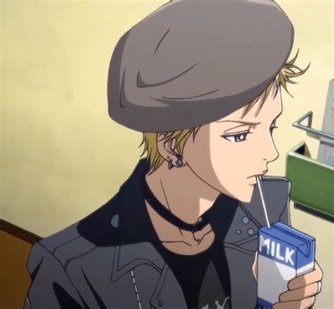 An Anime Character Is Holding A Milk Carton And Looking At His Cell