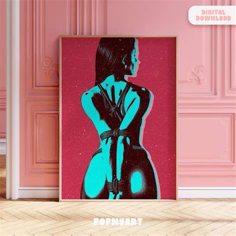 Seductive Nude Bold Printable Dark Kink Kinky Romance Sensual Silhouette Erotic Decor Shibari