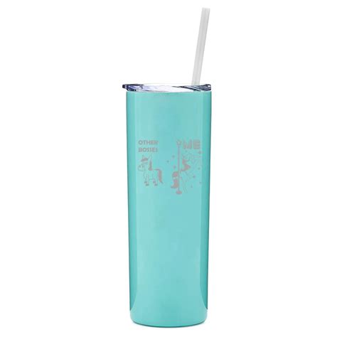 20 Oz Skinny Tall Tumbler Stainless Steel Vacuum Insulated Travel Mug Cup With Straw Boss