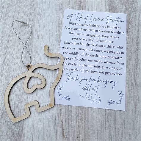 Wooden Elephant Christmas Tree Ornament Sisterhood Elephant T