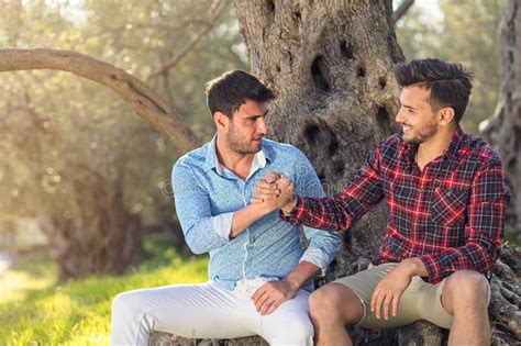 Coppie Gay Felici In Parco Fotografia Stock Immagine Di Rapporti 99279002