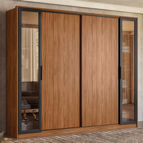 Nogueira Touch Nude Prime TX Guarda Roupa Casal Portas Vidro