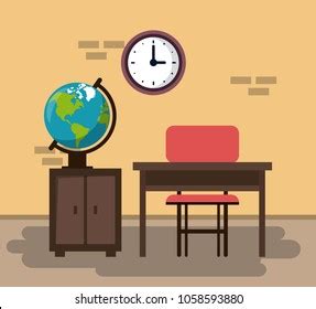 Empty Classroom Cartoon Stock Vector (Royalty Free) 1058593880 ...