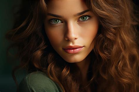 Premium Photo Emerald Gaze A Portrait Of A Woman With Green Eyes And Brown Hair