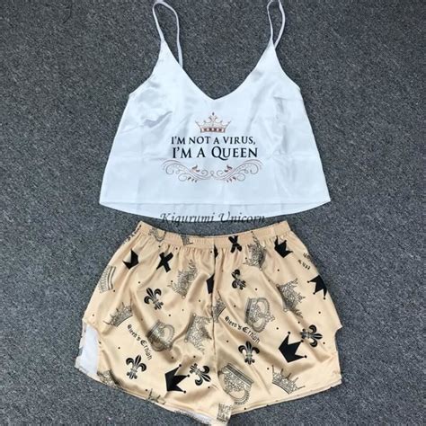 Pyjama Lingerie Sexy En Satin Pour Femmes Camisole Col En V Pyjama