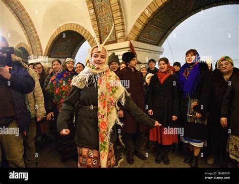 Kyiv, Ukraine. 13th Jan, 2023. Ukrainians wearing traditional and ...