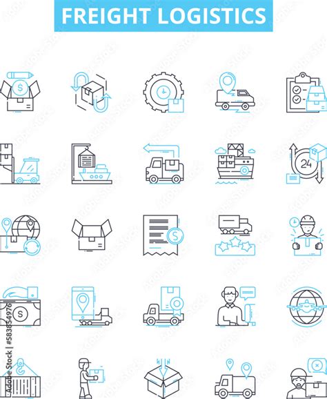 Freight logistics vector line icons set. freight, logistics, shipping ...