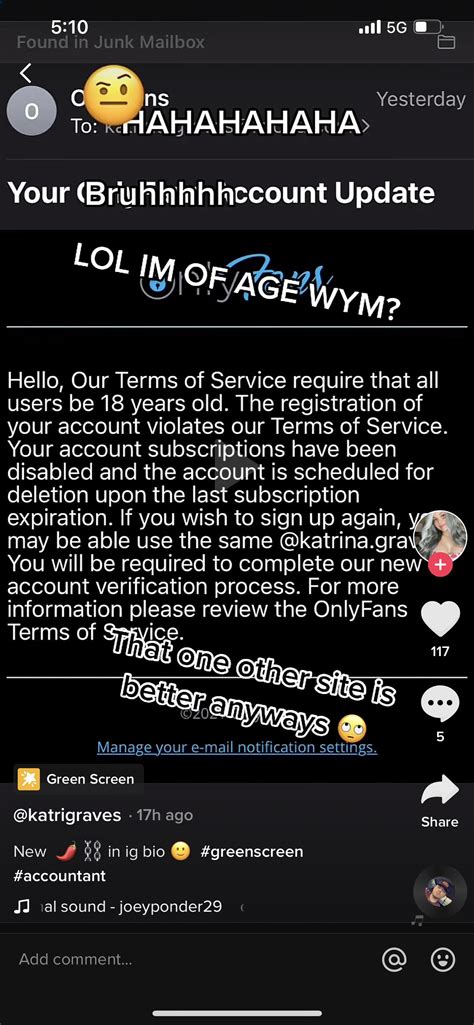 Saw a post on tik tok that a creators account was removed due to her being under 18. A couple