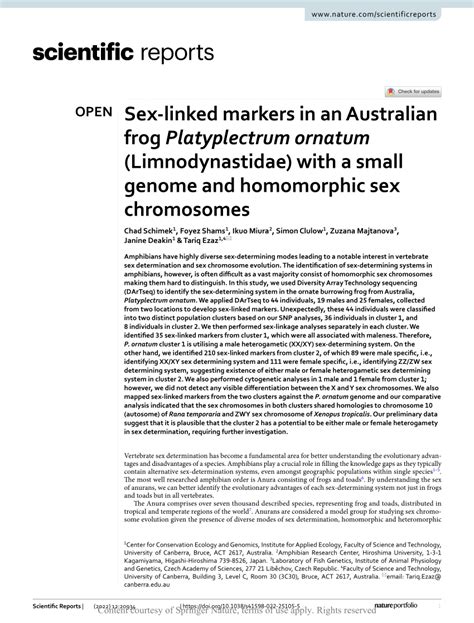 Pdf Sex Linked Markers In An Australian Frog Platyplectrum Ornatum Limnodynastidae With A