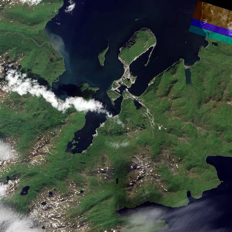 Satellite view of Dutch Harbor in Unalaska, Alaska image - Free stock