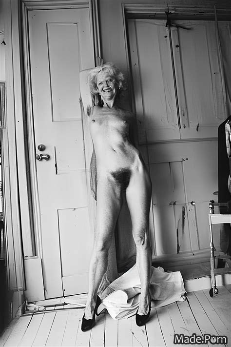 Porn Image Of Babe Woman Hairy White Hair Smile High Heels Standing Created By AI