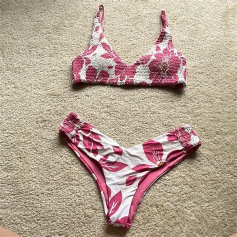 Rip Curl Swim Rip Curl Ruched Detail Bikini With Plunge Top And Cheeky Vfront Bottom Poshmark