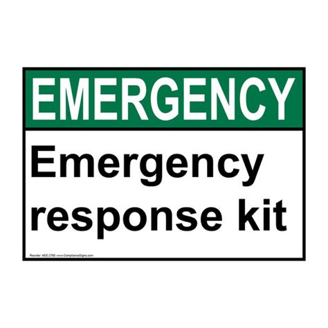 Emergency Sign Emergency Response Kit Sign Ansi