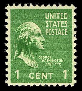 George Washington 1 Cent Green US Postage Stamp On VintagenPostcard